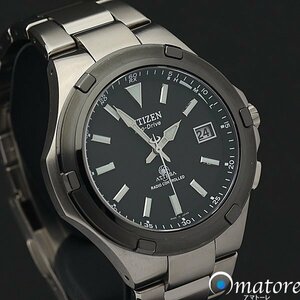 1円～◎美品◎CITIZEN シチズン アテッサ チタン メンズ 電波ソーラー H410◎