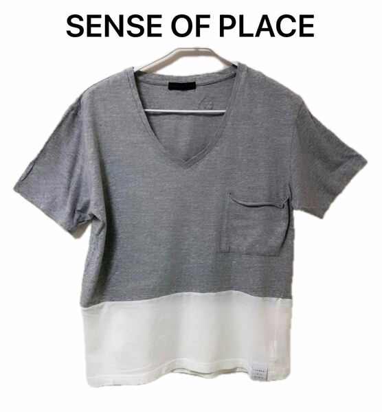 SENSE OF PLACE センスオブプレイス　切り替え　半袖　40サイズ VネックTシャツ 半袖 BEAMS