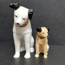 MO■昭和レトロ■Victor ビクター犬 ニッパーくん 置物 2点セット 高さ6.8〜11cm 陶器&ソフビ オブジェ アンティーク ヴィンテージ 当時物_画像2