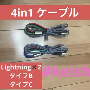 4in1ケーブル 1.2m2 Lightningケーブル タイプB タイプC
