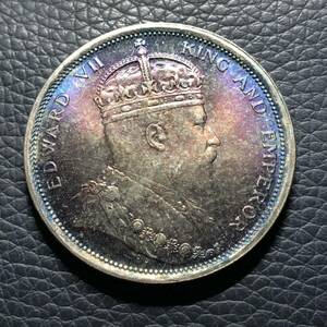 外国古銭 イギリス　1907年　EDWARD　VⅡ　エドワード7世 イギリス領海峡植民地 希少　大型銀貨 貿易銀 
