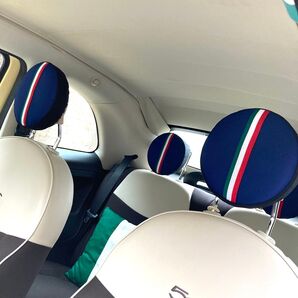 No.313 FIAT500 ヘッドレストカバー(ネイビー)2点セット ハンドメイド