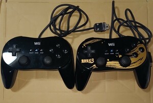 Wii　クラシックコントローラー　pro　2個セット　クロ　戦国無双3 カラー