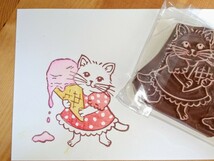 消しゴムはんこ 中古 スタンプ ハンドメイド　アイスクリーム　仔猫　ネコ　色づけパーツセット_画像1