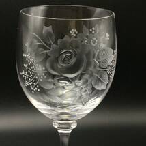 【3215】Meissen マイセンフラワー No6 クリスタル ワイングラス 花柄 バラ 薔薇 花彫刻 フラワーグラス 西洋陶磁 洋食器_画像2