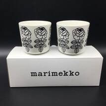 【2323】未使用 マリメッコ marimekko VIHKIRUUSU oiva ヴィヒキルース ラテマグカップ ペア 2客 ホワイト×ブラック 北欧食器_画像1