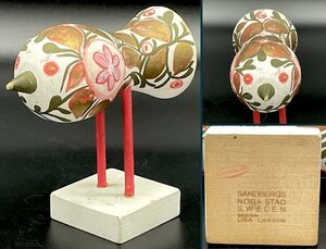 極珍品！リサラーソン Lisa Larson ノラバード Nora サンドバーグ社 SANDBERG 木製 鳥 Wooden bird 北欧 1980 バード ヴィンテージ