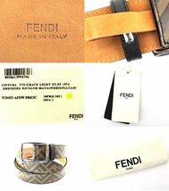 9万新品◆95◆FENDI フェンディ Fモノグラムエンボス加工レザーベルト茶系 1円_画像7