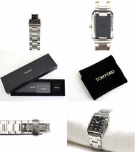 35万新品◆TOMFORD トムフォード N.001 ポリッシュド Sスティールケース ブラックダイヤル レクタングルブレスレット腕時計 1円_画像9