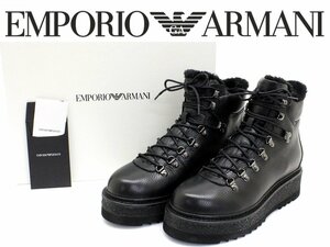 12万新品◆41=26cm◆EMPORIOアルマーニ厚底ムートンマウンテンブーツ 1円