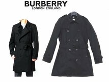 28万新品◆48=M◆バーバリージャパン◆BURBERRY 肩章付き正統派コットントレンチコート『Britton』黒 1円_画像1