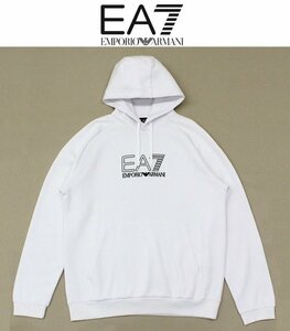 4万新品◆2XL◆EA7◆EMPORIOアルマーニ 白エンボス加工ロゴスウェットパーカー 1円