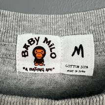 Wm097 日本製 BABY MILO APE アベイシングエイプ 半袖 Tシャツ グラフィックT ロゴT キャラT 袖裾シングル グレー メンズ_画像7