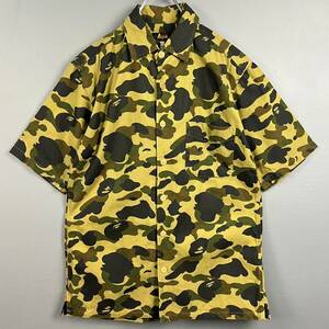 Wm106 正規品 日本製 A BATHING APE アベイシングエイプ 半袖 シャツ カモフラ 迷彩柄 総柄 デザイン コットン 100% メンズ