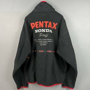 Wm233 PENTAX HONDA RACING TEAM ペンタックス ホンダ レーシングチーム フリースジャケット ブルゾン 刺繍 黒 メンズの画像2