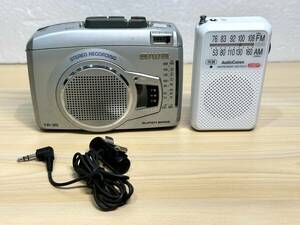 [3484,3763] aiwa アイワ カセットレコーダー TR-35 テープ再生、ラジオ動作確認済み/おまけ 携帯ラジオ&ソニー製マイク