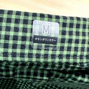 [3489-1] 未使用 UNIQLO ユニクロ フランネル チェックシャツ(長袖) M 55 GREEN グリーン 緑 ボタンダウン ギンガムチェック風 メンズの画像5