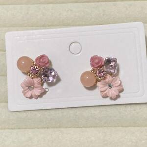  lovely Sakura. earrings rhinestone gradation stylish beads pastel pink rose flower flower 