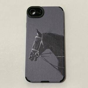 新品送料無料 iphoneケース 7/8/SE2.SE3用 馬のケース 実写 競馬 動物 ブラック グレー ソフトケース 男性 女性 黒　