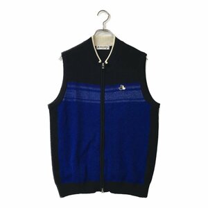 coco* black & white * double Zip the best * knitted * navy blue × blue * navy × blue *L* used * letter pack post service plus shipping possible *87376