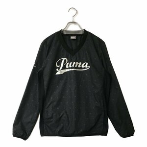 coco★プーマ★PUMA★長袖Vネックプルオーバー★メッシュ裏地★黒×グレー/ボーダー★L★中古※レターパックプラス発送可★87600