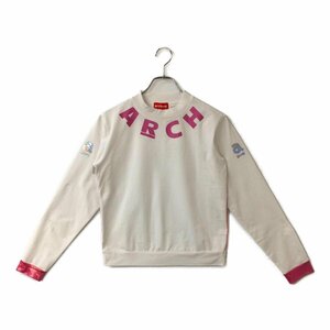 coco★アルチビオ★長袖モックネックシャツ★白×ピンク★ホワイト★36(S)★中古※レターパックプラス発送可★88372