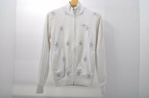 coco* Callaway * long sleeve double Zip knitted blouson * lining attaching * white * white *M*USED* letter pack post service plus shipping possible *84721