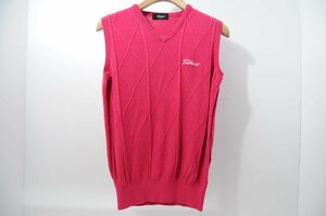 coco* Titleist *V neck knitted the best * simple * pink *M*USED* cat pohs shipping possible *62067