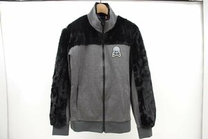 coco* Dance With Dragon * long sleeve double Zip blouson * fur * gray × black *3(L)*USED* letter pack post service plus shipping possible *85070