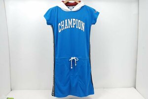 coco★チャンピオン★Champion★半袖ワンピース★フード付き★ビッグロゴ★青/ブルー★S★中古※レターパックプラス発送可★75096