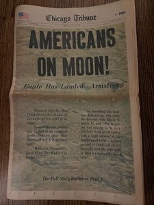 【一点限り！送料無料！】シカゴ・トリビューン 新聞 1969年（昭和44年）7月21日発行 人類史上初の月面着陸特集 アポロ11号 