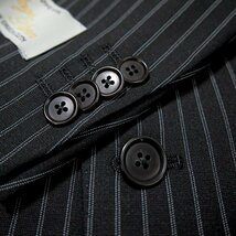 新品 ルシック 日本製 ウール モヘヤ ストライプ スーツ A5 (M) 黒 【NHVP17263_A】 メンズ ジャケット スラックス シングル ノータック_画像9