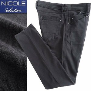 新品 ニコル ストレッチツイル 5ポケット パンツ 50(XL) 黒 【P33275】 NICOLE Selection メンズ テーパード オールシーズン