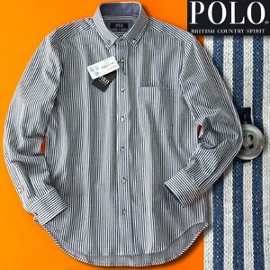 新品 POLO BCS ポロ アルティマ ニット ジャージー BD シャツ L 紺白 【YPW330_756】 メンズ ボタンダウン 長袖 イージーケア コットン