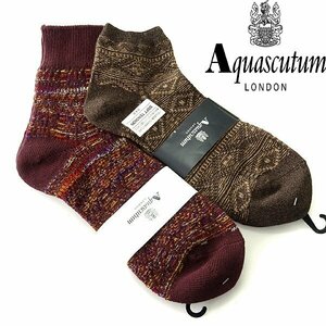 新品 定価2,860円 アクアスキュータム 日本製 靴下 2点セット 24-26cm 25-27cm 【7_A】 Aquascutum LONDON メンズ ソックス プレゼント