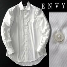 新品 山喜 エンビオム レジメンタル ファインクロス ストレッチ ドレス シャツ L 白 【HJD559_4】 ENVY HOMME メンズ 長袖 イージーケア_画像1