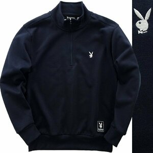 新品 プレイボーイ 裏毛 ハーフジップ スウェット L 紺【33055_79】 PLAYBOY メンズ プルオーバー トレーナー スエット HALF ZIP