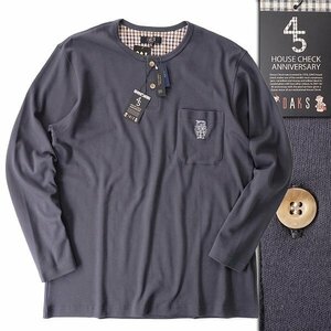  new goods Dux house check 45 anniversary commemoration super length cotton smooth Henley neckline cut and sewn L ash [I59752] DAKS LONDON autumn winter men's T-shirt 