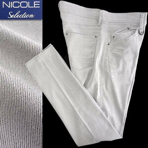 新品 ニコル ストレッチツイル 5ポケット パンツ 50(XL) 白 【P27523】 NICOLE Selection メンズ テーパード オールシーズン