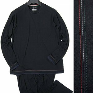  new goods Mila Schon Italy stitch heaven . knitted plain pyjamas L black [J49424] mila schon men's pull over cut and sewn pants 