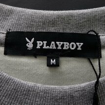 新品 プレイボーイ 24年春夏 グラフィック スウェット M 灰【41022_97】 PLAYBOY ロゴ 長袖 コットン スエット トレーナー メンズ_画像9