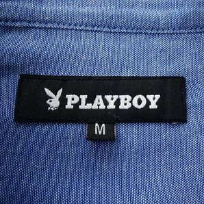 新品 プレイボーイ 24年春夏 バンドカラー シャツ LL 青 【1024_78】 PLAYBOY メンズ 長袖 コットン オックス バニー スタンドカラーの画像10