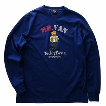 新品 ミスターヴァン テディベア 綿混 プリント 長袖 Tシャツ LL 紺 【TDV1433132_79】MR.VAN Teddy Bear 2023秋冬 コラボ 限定 カットソー_画像1