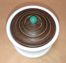 陶製 香炉「白磁香爐」銅製蓋付 書家の愛蔵品 古玩 アンティーク_画像6