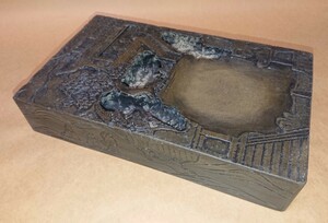 中国 古硯 大型 サイズ約25.2×15.3cm 厚み約5.0cm 書家の愛蔵品 古玩