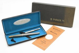 パーカー Parker 75 万年筆 スターリングシルバー 格子 SV925 フラットトップ 14K 585 XF 20775497