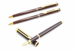 Waterman ウォーターマン 3本セット 万年筆 ジェントルマン 18K ボールペン シャープペンシル エクスクルーシブ ブラウン系 20760906