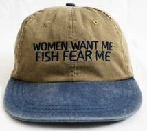  即決【90'sヴィンテージ/GO FISH】Women Want Me Fish Fear Me/2トーン キャップ/カーキ×ネイビー/フィッシング/ピグメント /om-242-10-3_画像2