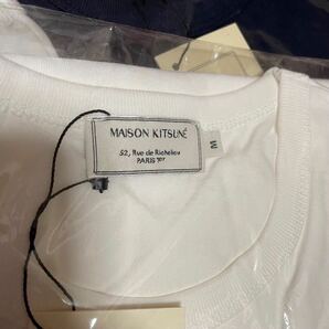 ★メゾンキツネ Maison Kitsune Mサイズ 半袖 Tシャツ ロゴ 男女兼用 ホワイトの画像2