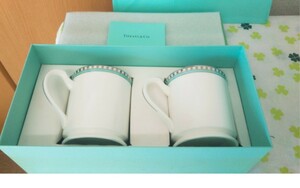 ティファニー TIFFANY ブルーボックス ペア マグカップ プラチナブルーバンド ブランド ブルーリボン 食器